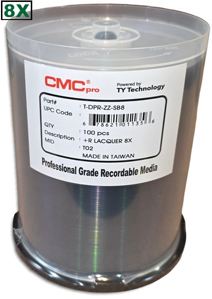 100-Pak CMC Pro 8X Shiny-Silver Top 4.7GB DVD+R's in Cakebox