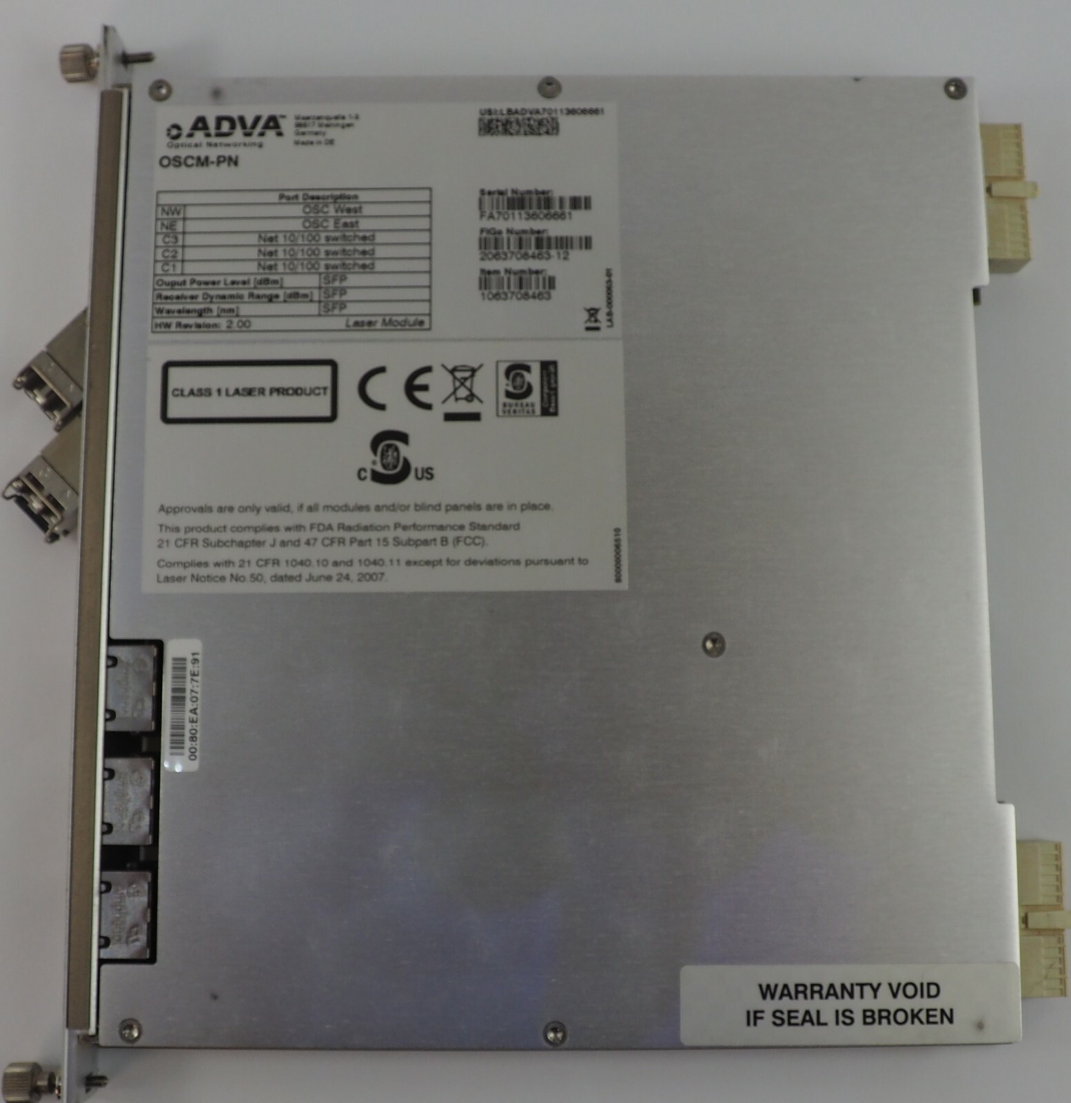 ADVA OSCM-PN OPTICAL SUPERVISORY CH MODULE Rev 2.0 1063708463
