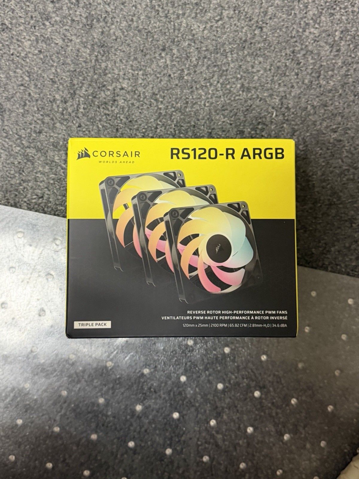 Corsair RS120-R ARGB 120mm PWM Reverse Fans - Black - Triple Pack