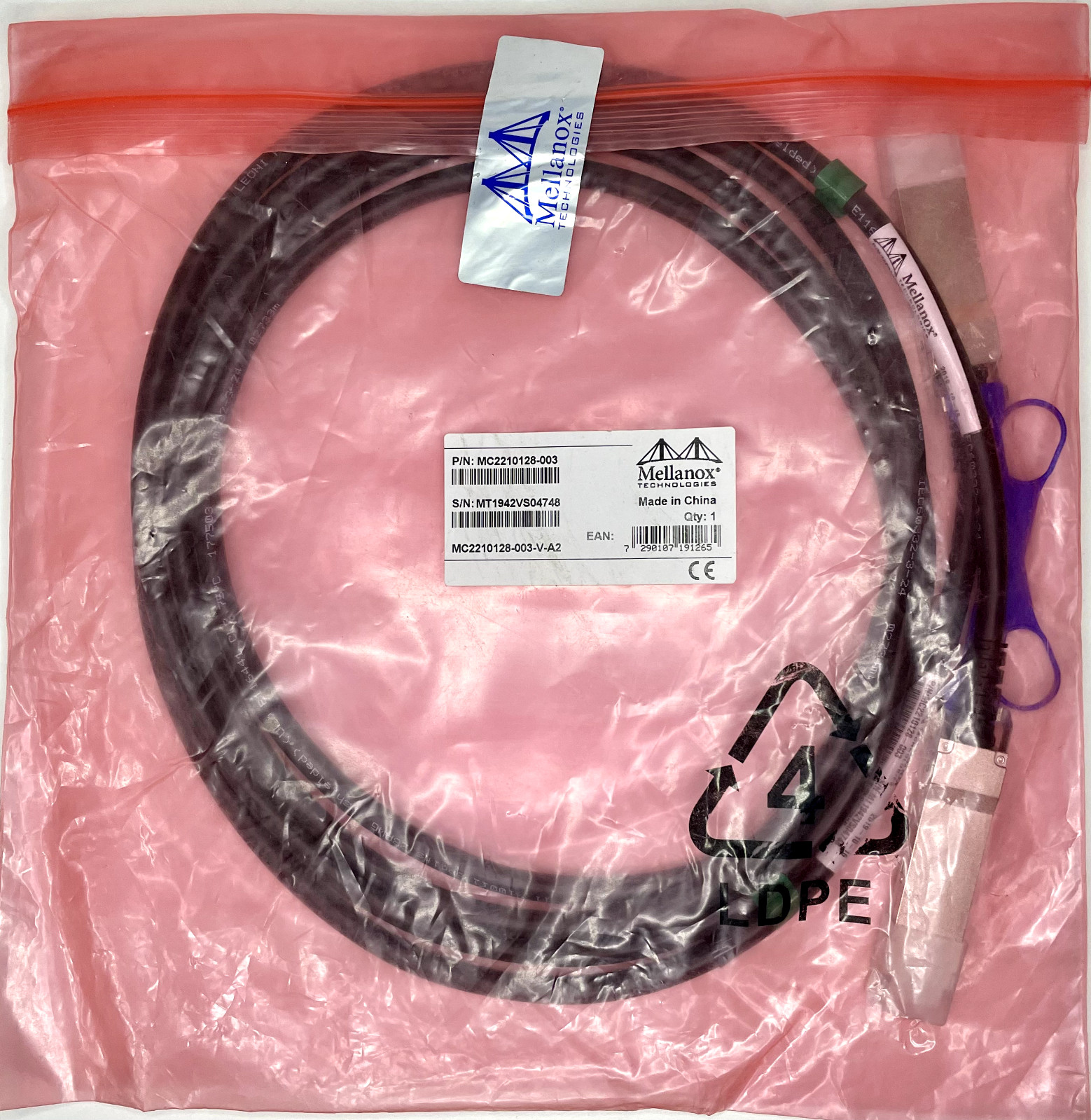 MELLANOX MC2210128-003 40G QSFP 3M-Length Direct Attach Copper Network Cable NEW