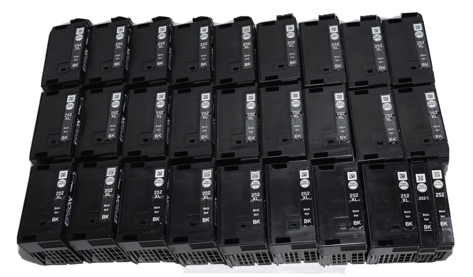 Lot of 26 Used and Empty Epson 252XL + (1) 252 + (1) 252-I Black Ink Cartridges