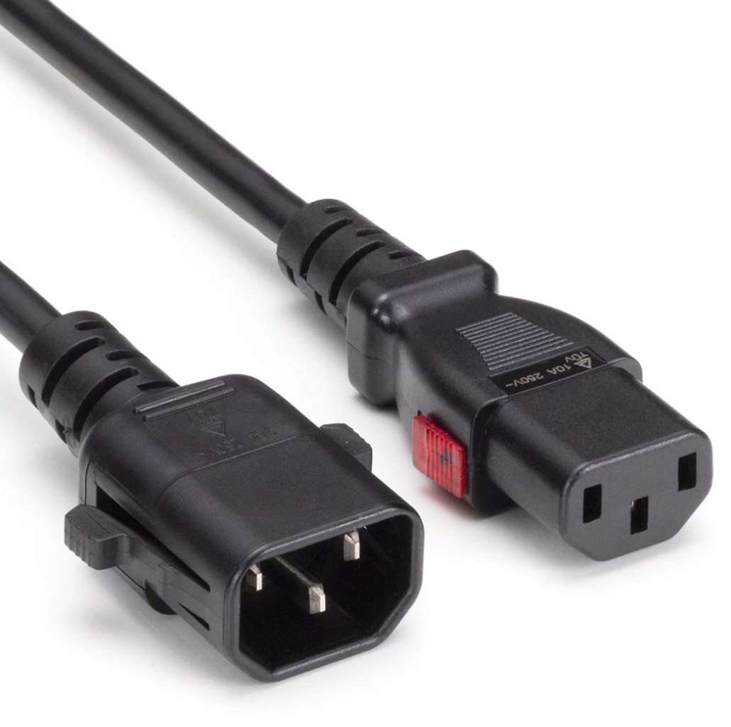 SF Cable 2 Meter TwyLock® USA IEC C14 to C13 15A SJT Dual Locking Cords Black