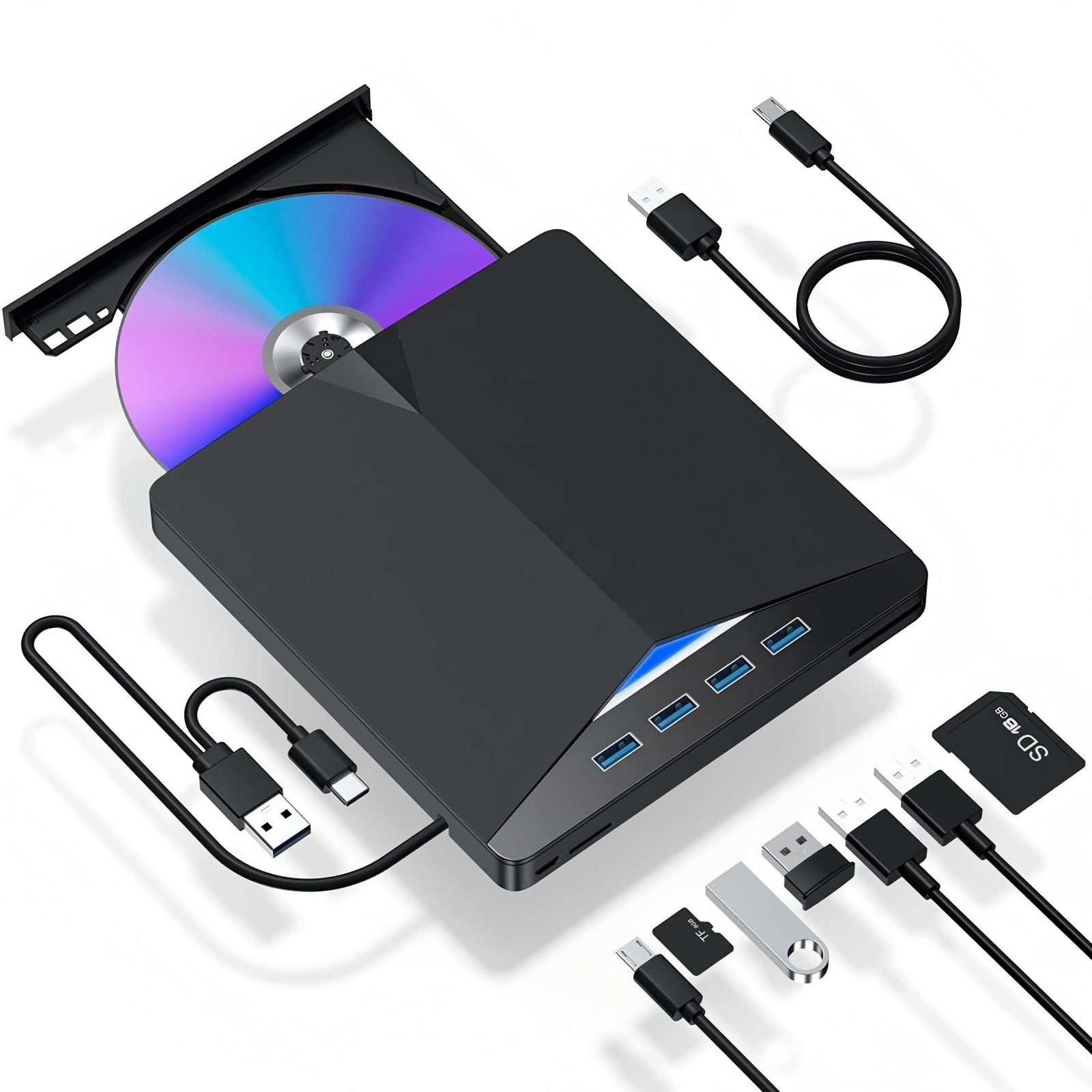 Slim External CD DVD RW Drive USB 3.0 Writer Burner Player Black For Laptop 1Pcs