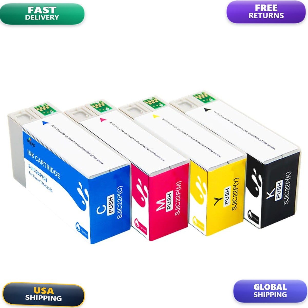MS.R SJIC22P Ink Cartridge for TM-C3500 4-Pack (Black Cyan Magenta Yellow)