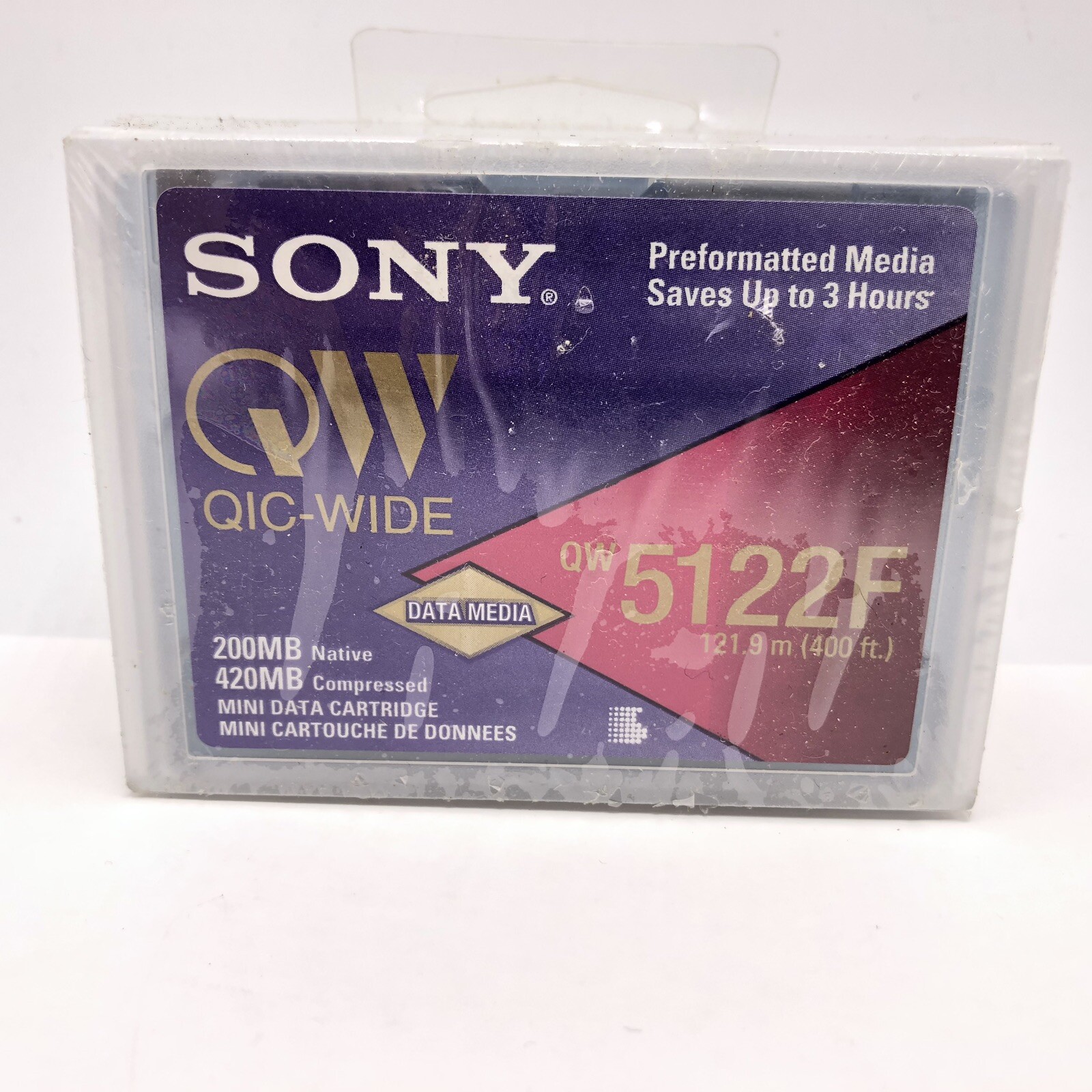 Two Sony QW QIC-WIDE, QW5122F Mini Data Cartridge 200MB