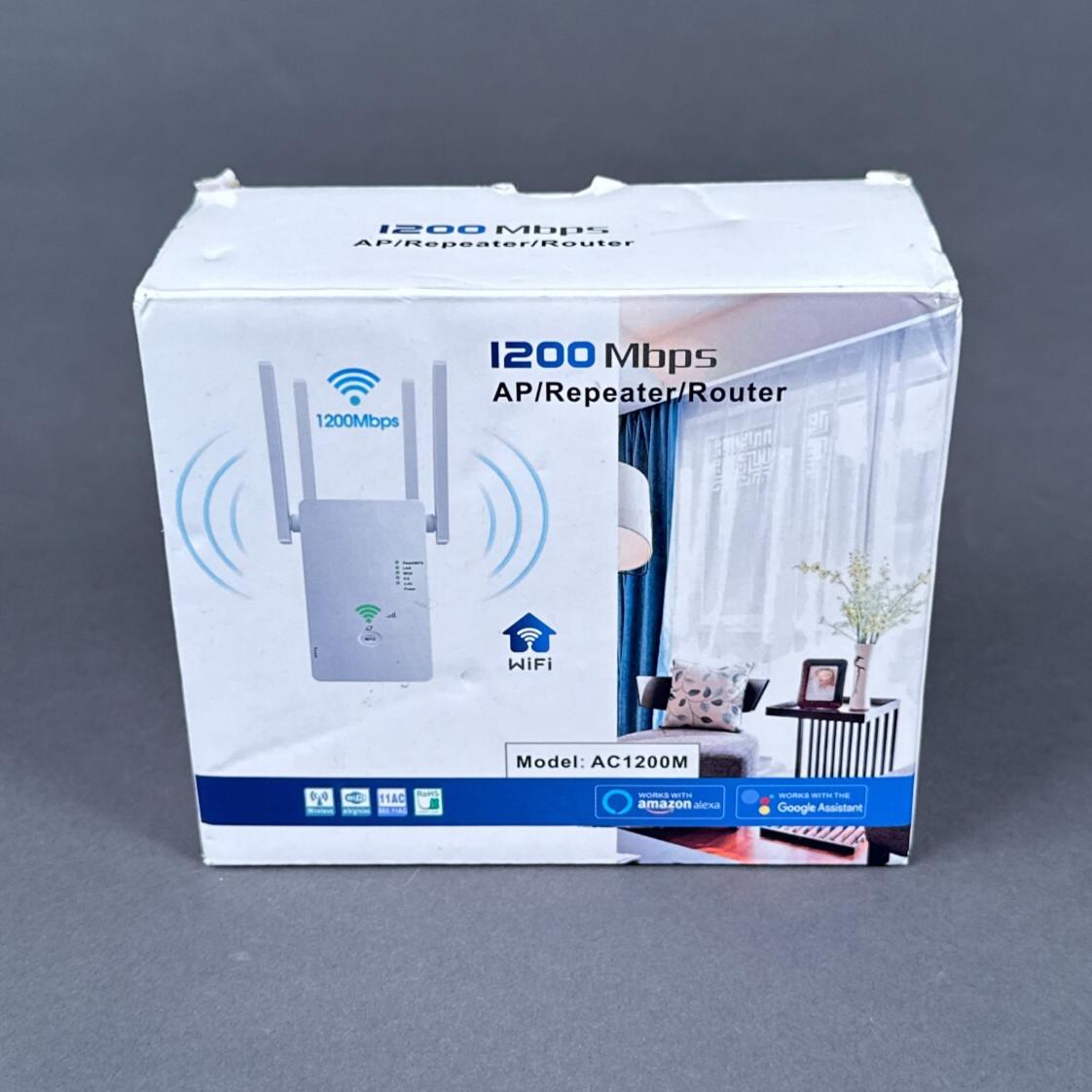 WiFi Repeater Router Extender AC1200M 1200Mbps Dual Band 2 Port White