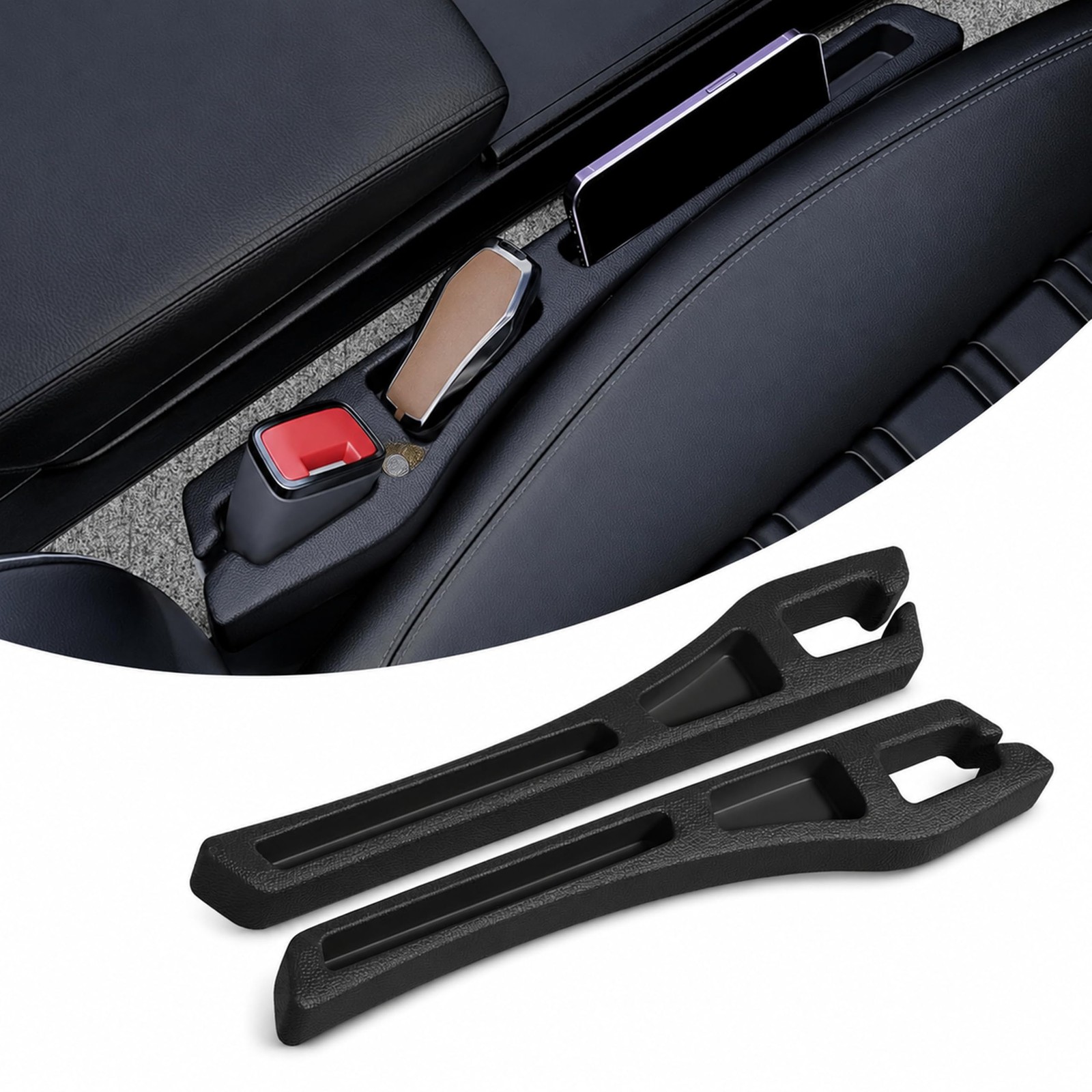 2 PCS Car Seat Gap Filler Organizer, Multifunctional Auto Console Side Gap Fi...