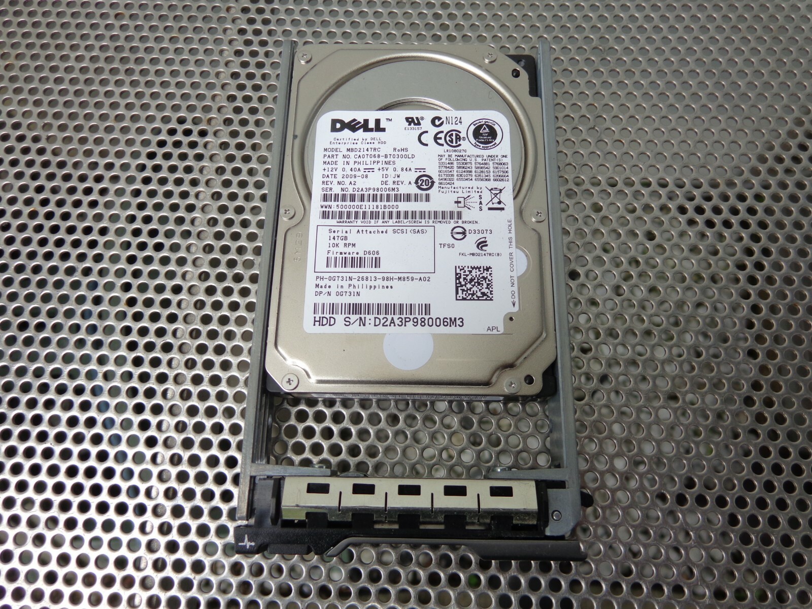 G731N DELL 0G731N 146GB 10K RPM SAS 2.5INCH HARD DRIVE MBD2147RC W/TRAY