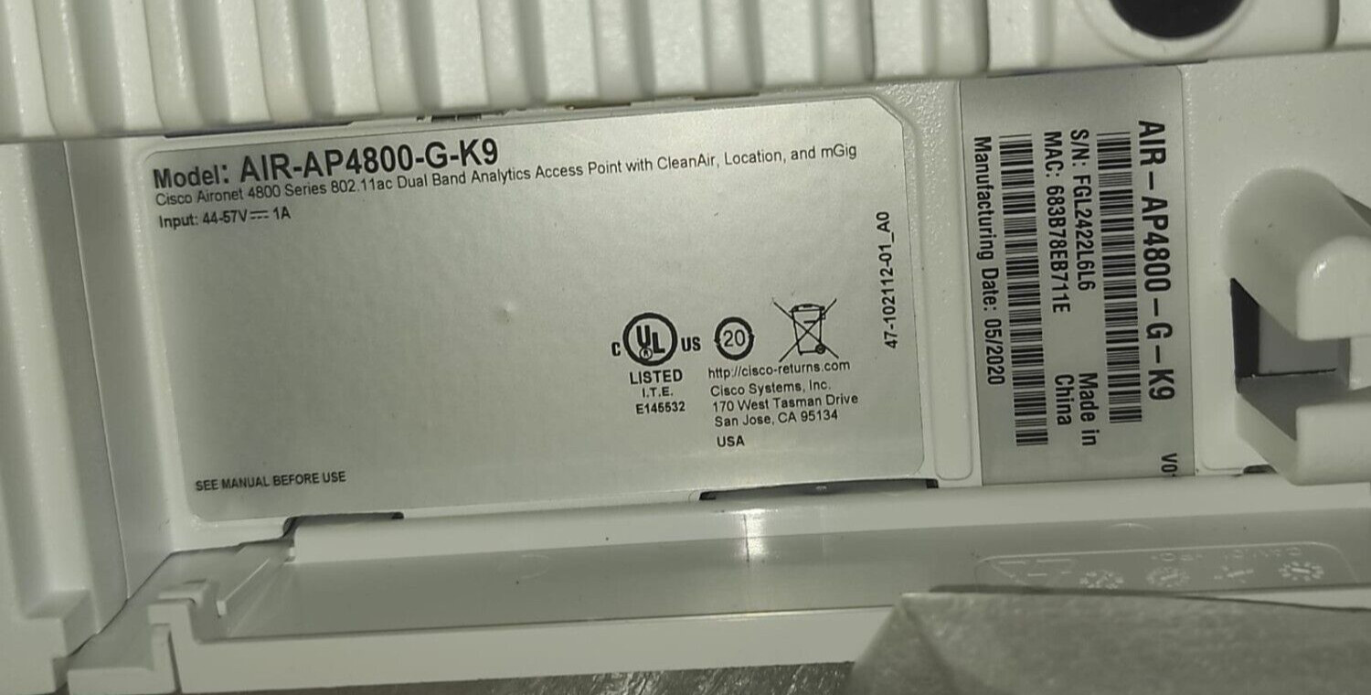 AIR-AP4800-G-K9, Cisco Aironet 4800 Series 802.11ac Dual Band Access Point