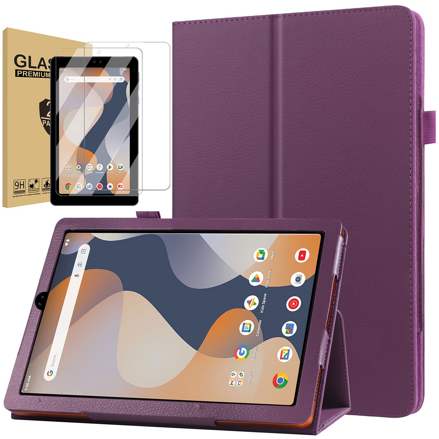 Onn 7 inch Case (2024) Protective Folding Stand Cover / Glass Screen Protector