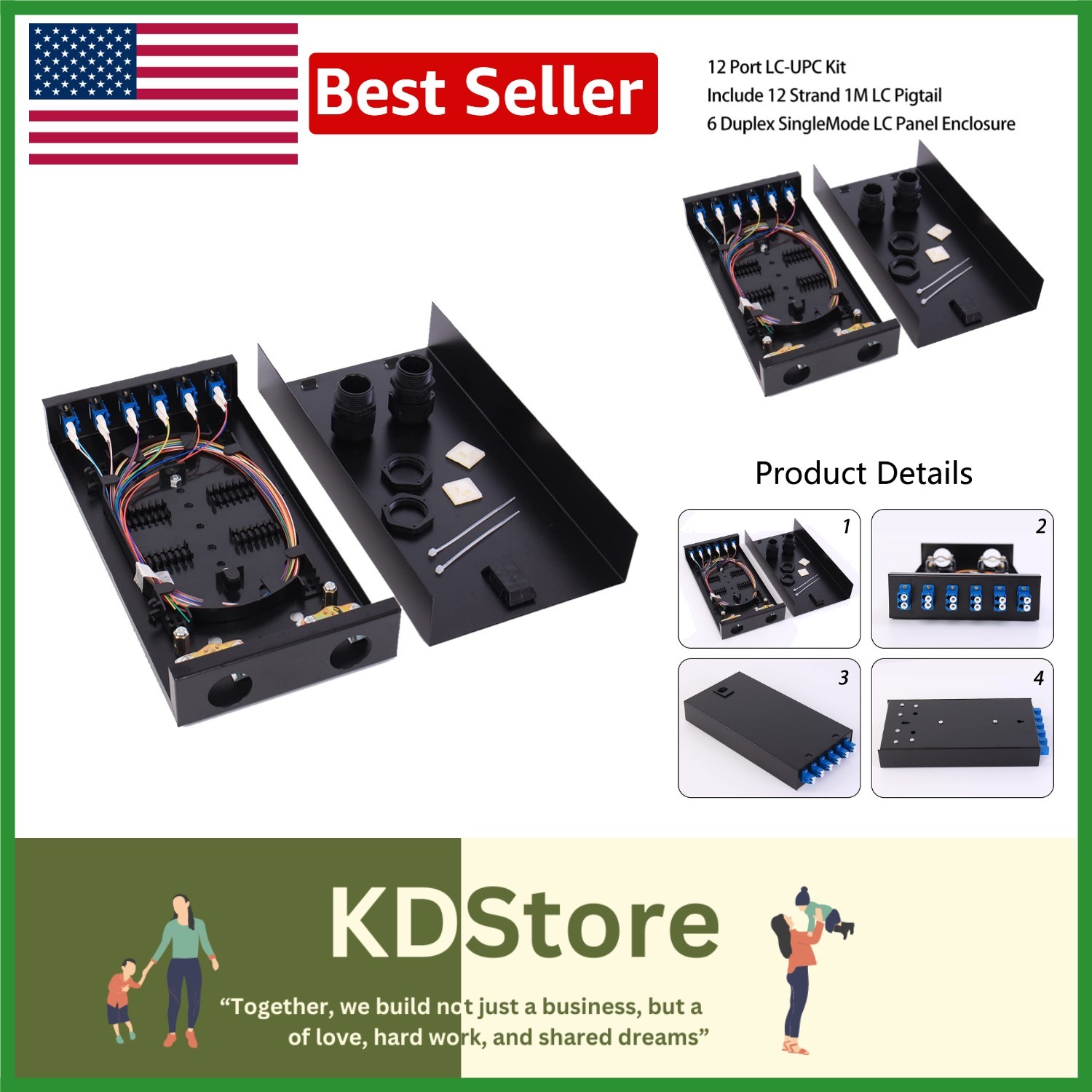 12-Port Fiber Enclosure Kit - 1M UPC Pigtail and Duplex Panel Included