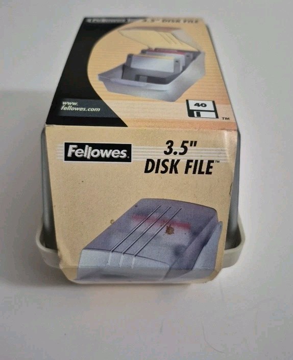 Fellowes 3.5" Disk File Storage Case Retro PC Media Organizer Vintage 2001 *READ
