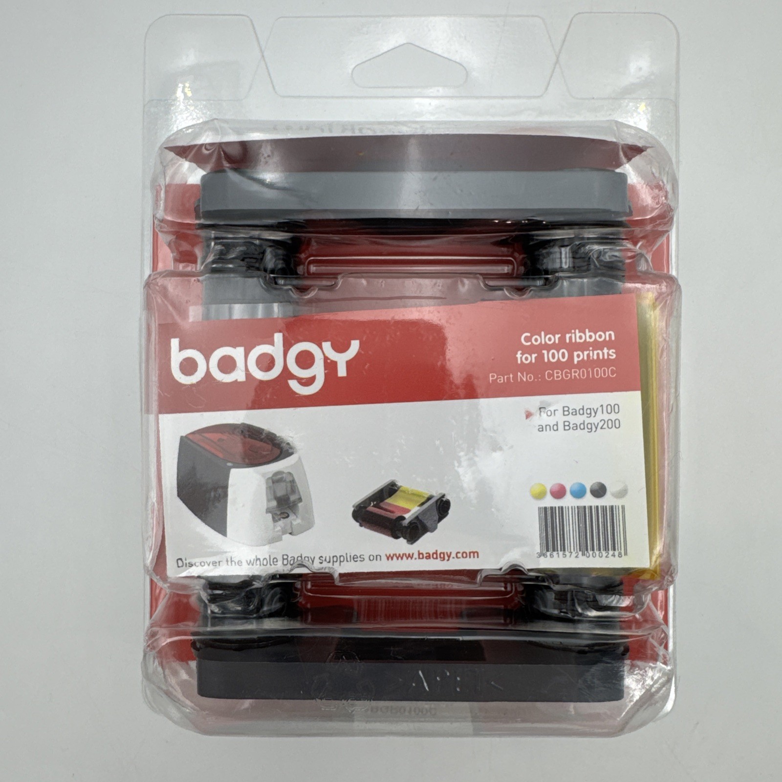Evolis Badgy CBGR0100C Color Ribbon 100 Print Cartridge New