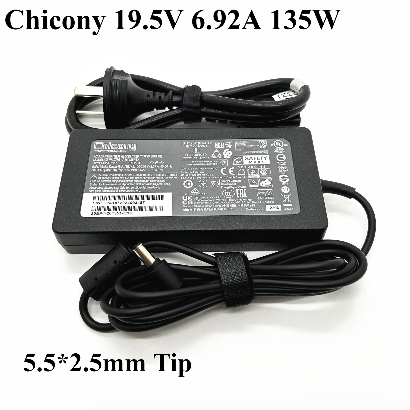 Genuine Chicony 19.5V 6.92A 135W Power Adapter A18-135P1A 5.5*2.5mm Charger