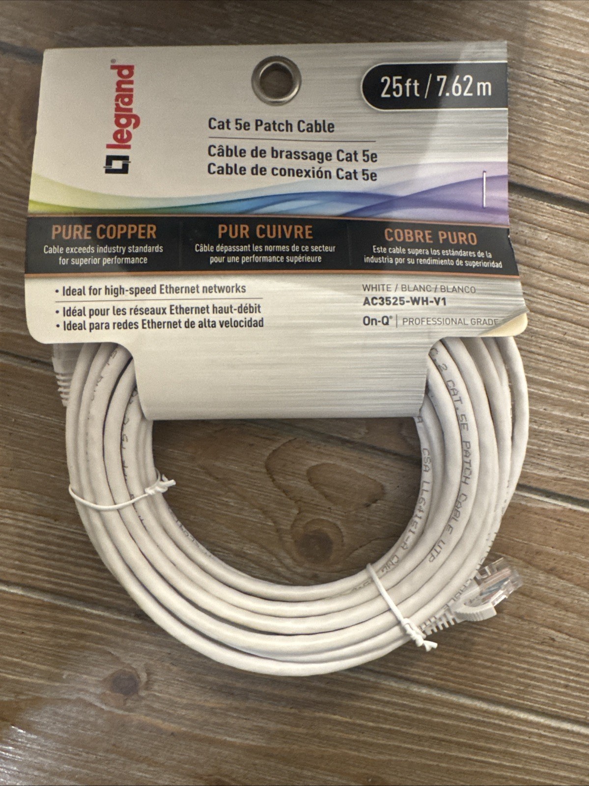Legrand - On-Q CAT 5e Patch Cable,10Gbps Ethernet Speed,Networking Cord,25-FT