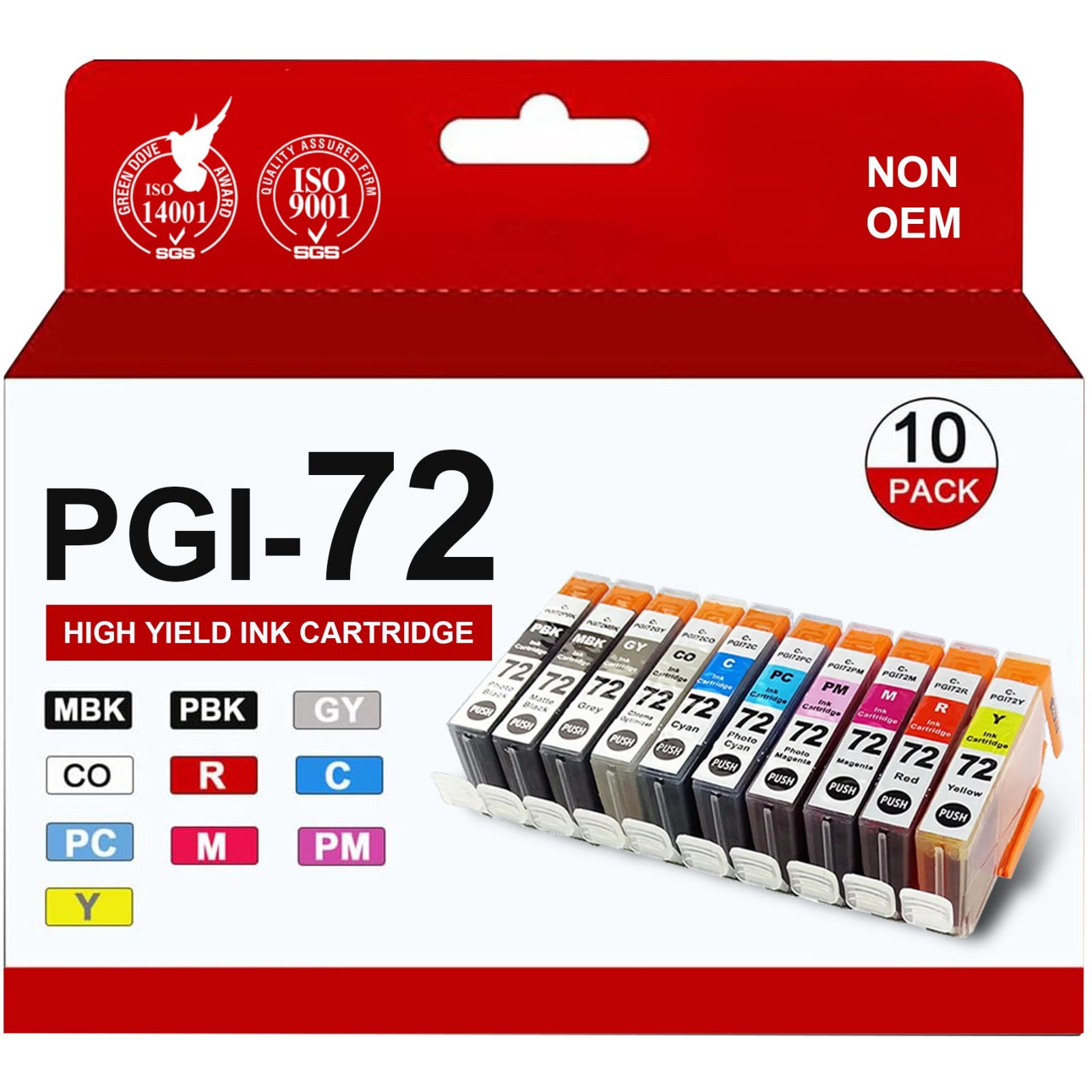 Compatible PGI-72 10PK High-Yield Ink - Fits Canon Pixma Pro-10 Pro-10S Printers