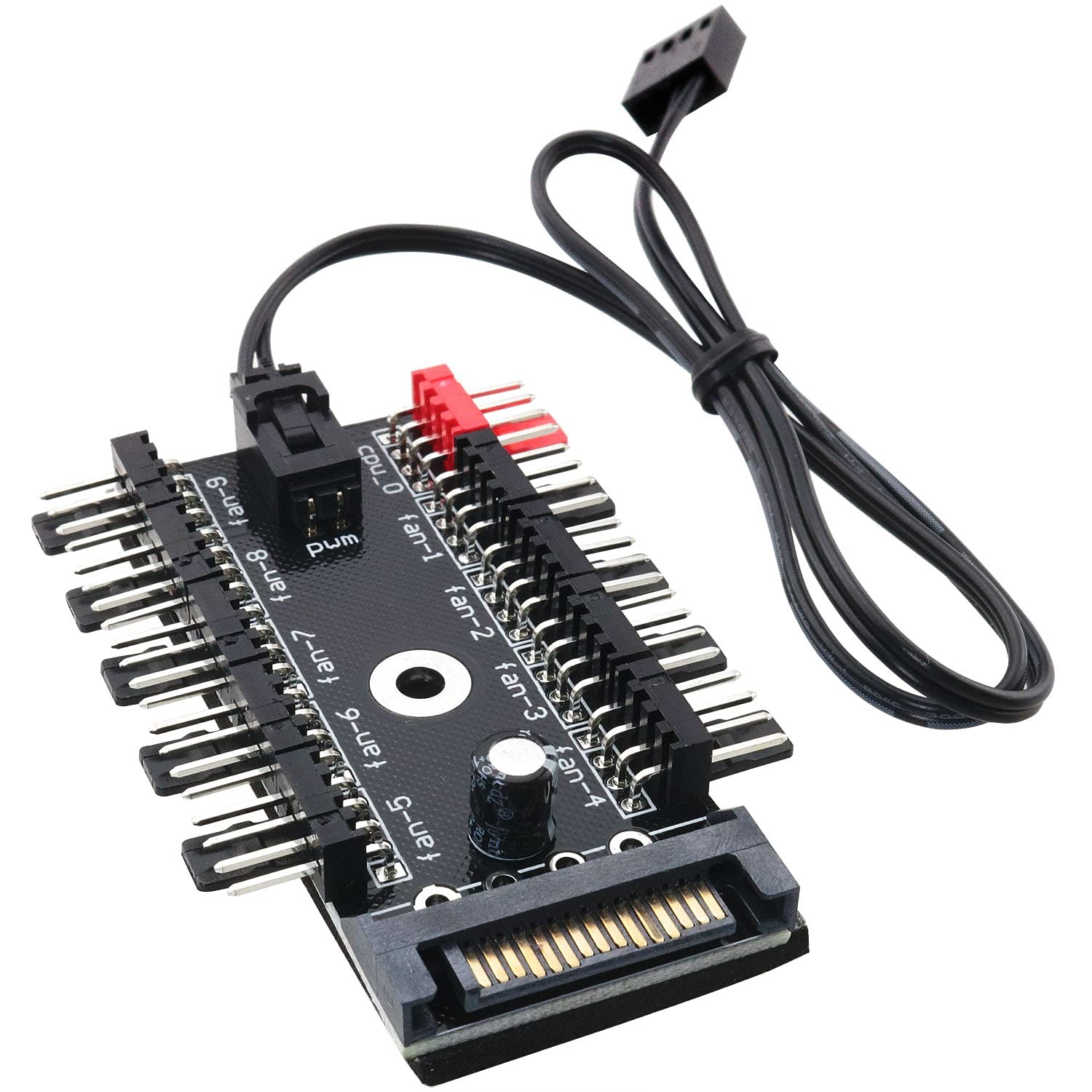 1PC PC Chassis Fan Hub CPU Cooling HUB Fan PWM SATA Controller Speed Controller