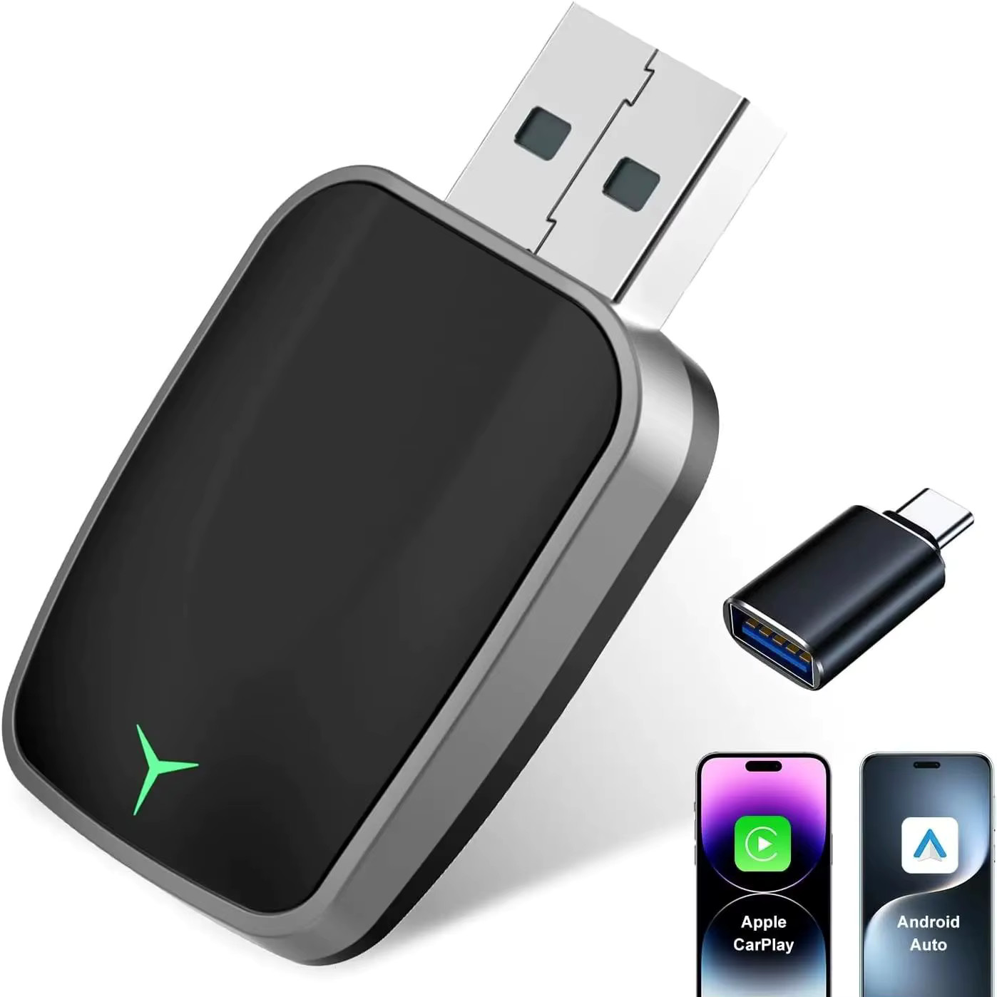 2025 2in1 Wireless Carplay&Android Auto Box Wired to Wireless Dongle Automatic