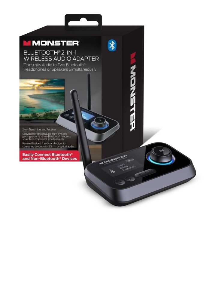 Monster Bluetooth Transmitter & Receiver, 2-in-1 Bluetooth Audio Adapter, Str...