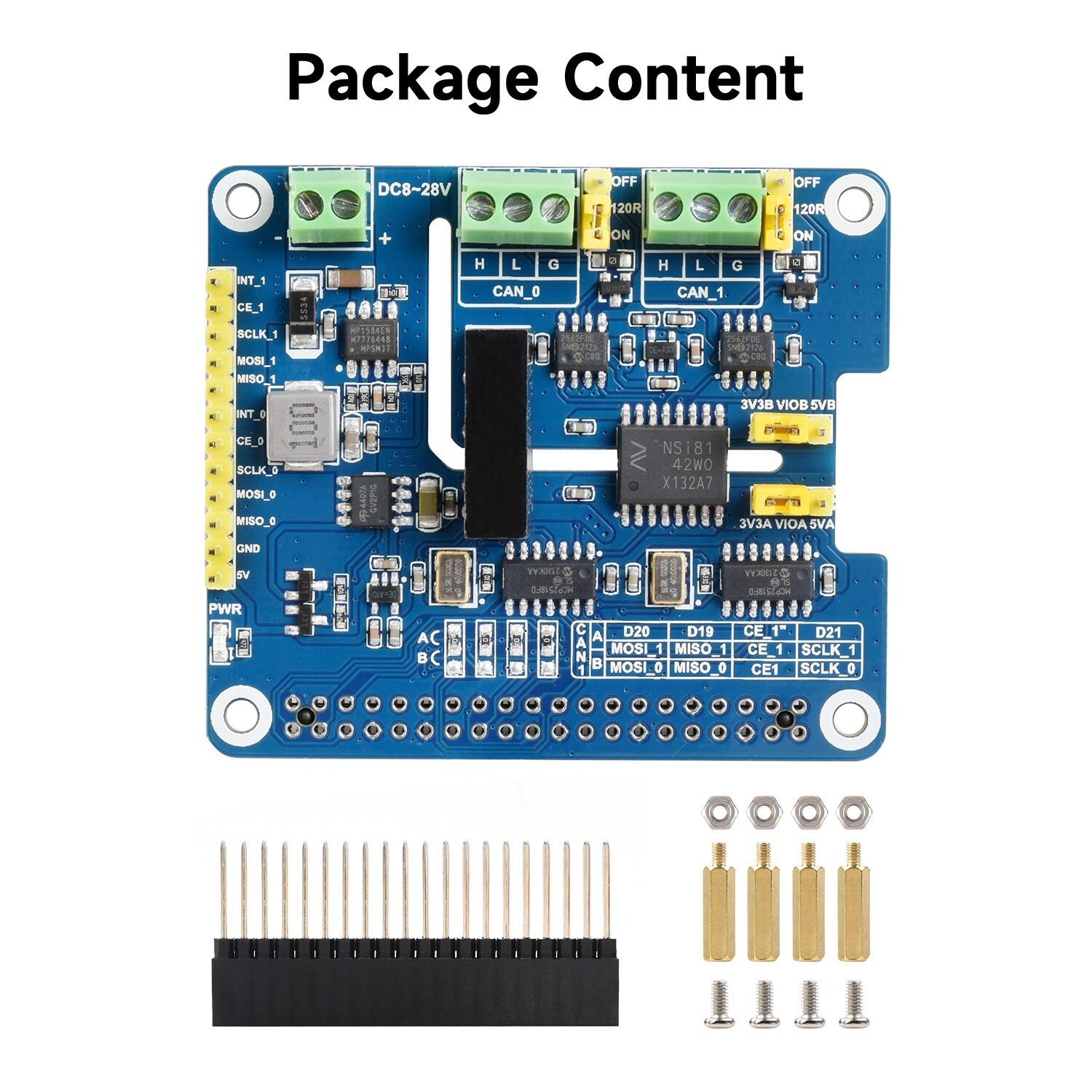 Waveshare 2-Channel Isolated CAN FD Expansion HAT for Raspberry Pi Protection