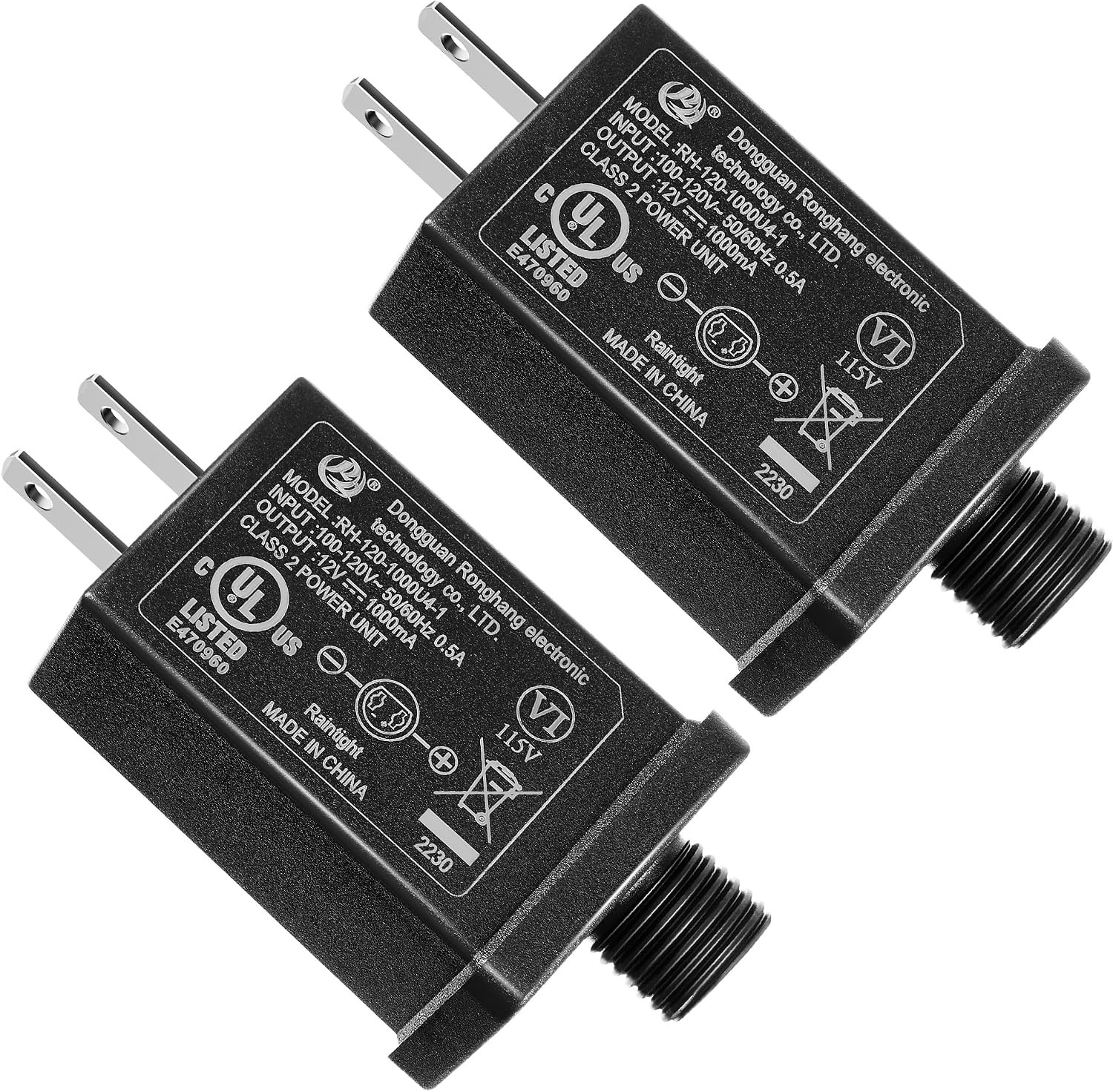 2 Pcs 12V 1A Replacement Yard Inflatable Adapter, Class 2 Power Supply