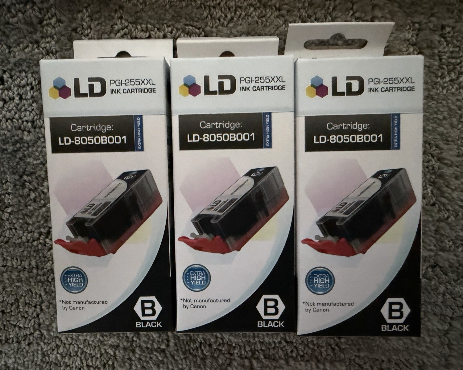 LD Lot of 3 Compatible Black Ink Cartridges for Canon PGI-255XXL LD-8050B001