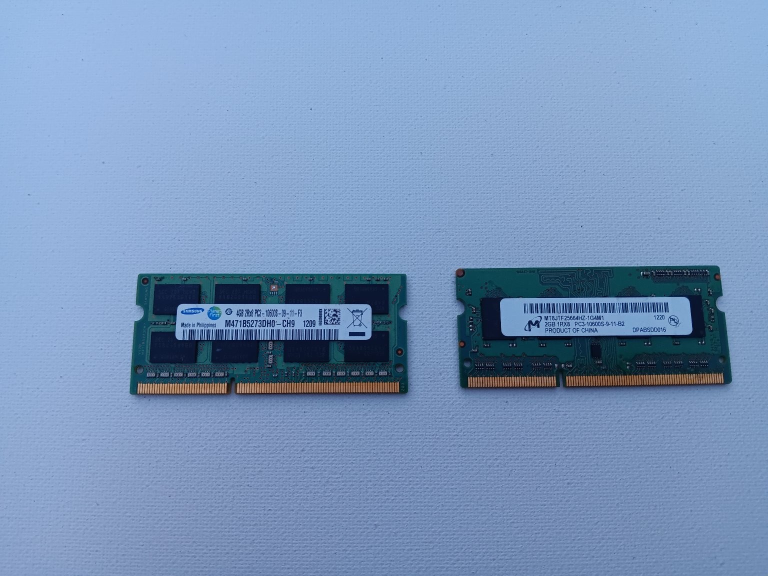 2x 4GB & 2GB DDR3 Laptop RAM Memory Modules - Samsung & Micron PC3-10600S