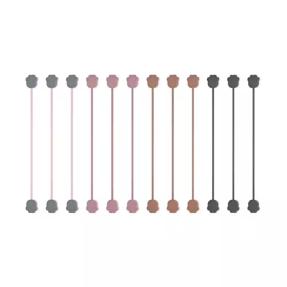 Cute Cat Paw Magnetic Cable Ties Reusable Silicone Cord Organizers Double-Sided