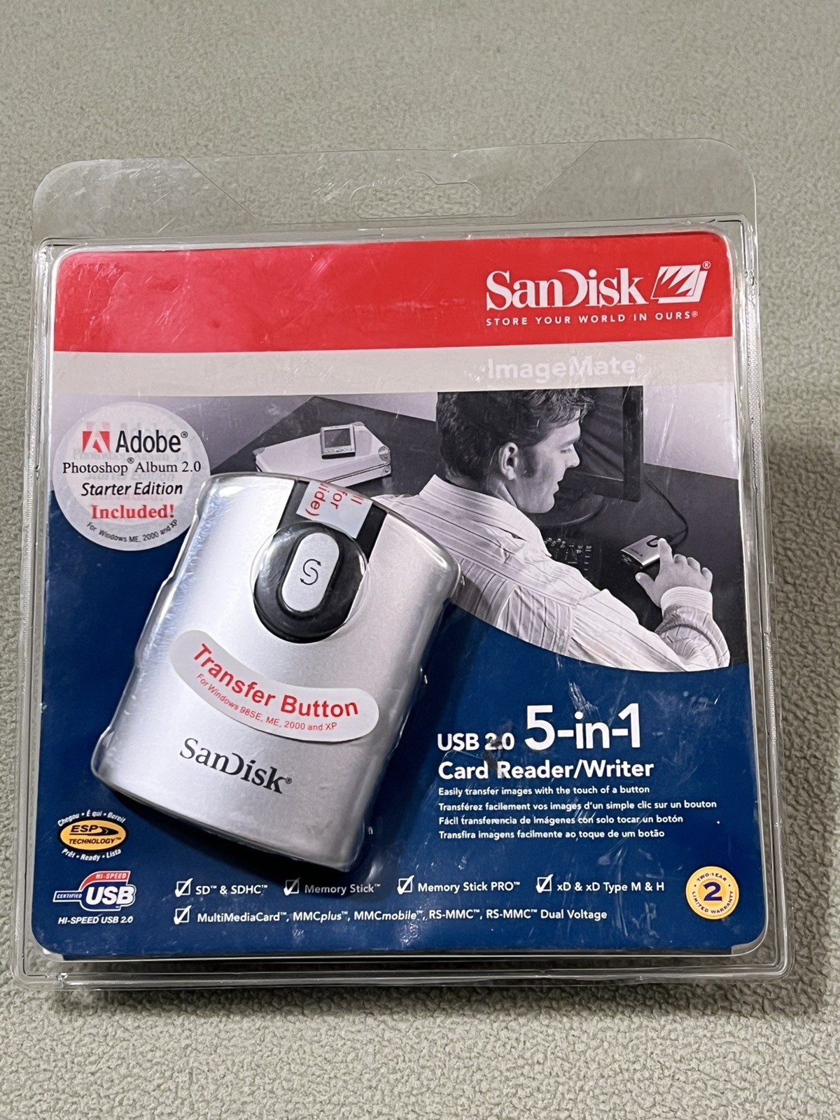 New San Disk ImageMate 5-in-1 USB 2.0 Card Reader/Writer Sandisk NOS