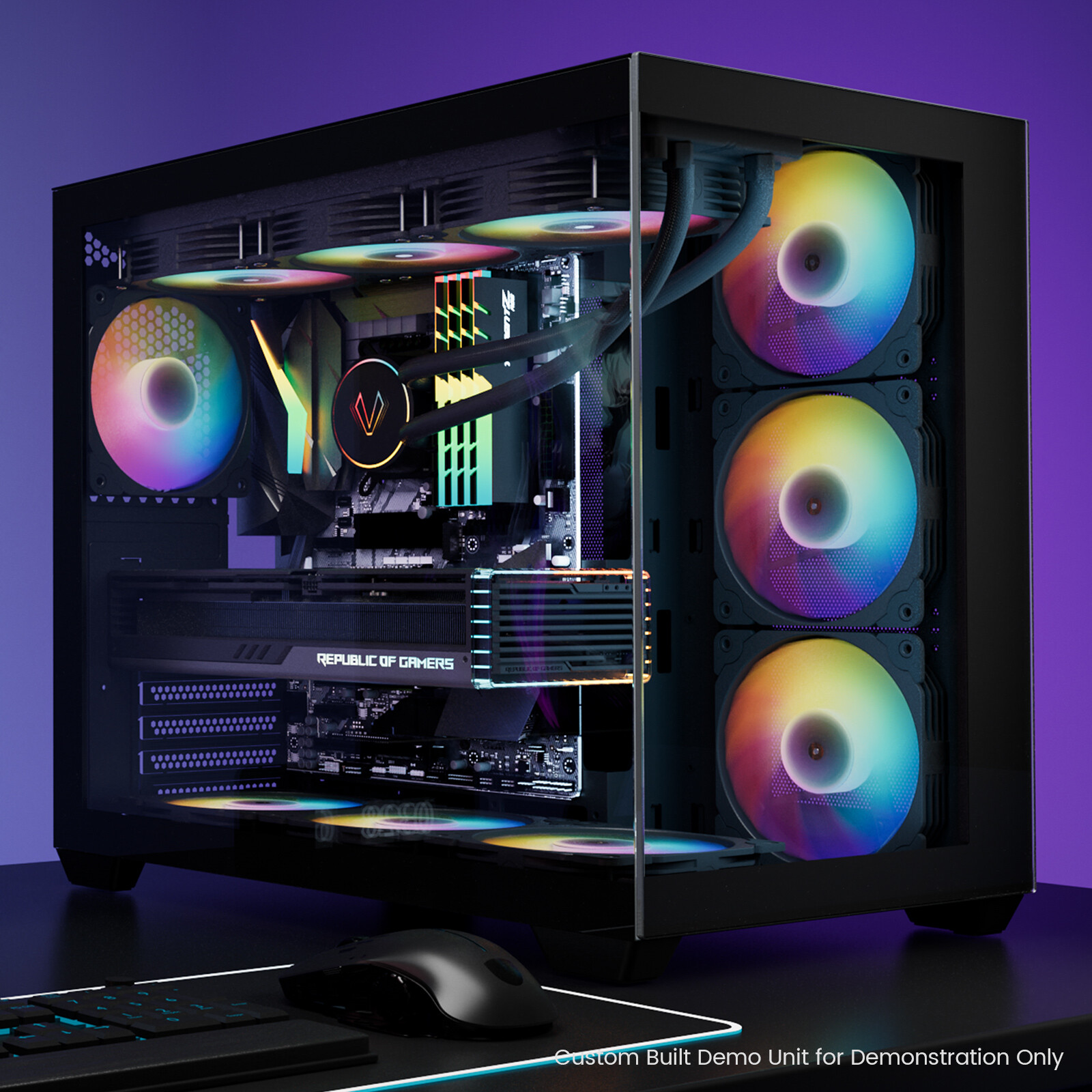 Vetroo AL900 ATX Mid Tow Computer PC Case Tempered Glass w/ARGB & PWM FDB Fan x1