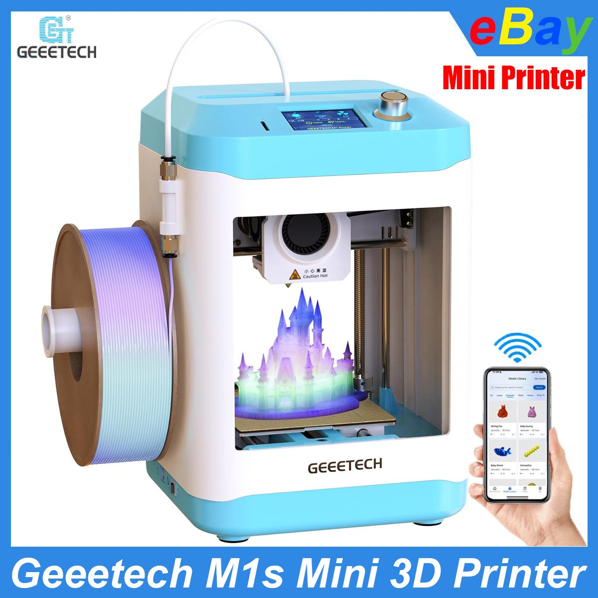 NEW Geeetech M1s Mini 3D Printer WiFi 3D Printer App Control for kids & Beginner