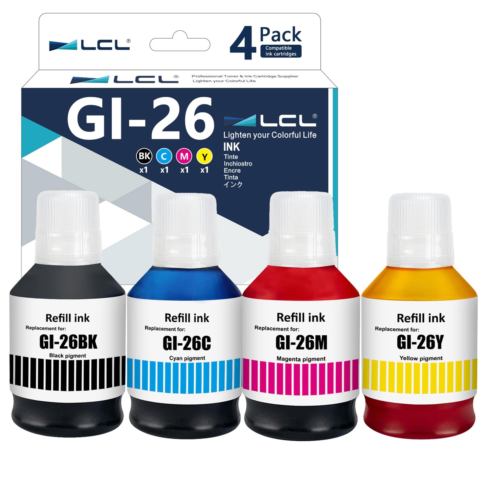 Lcl Gi-26 Gi26 Ink Bottles Replacement For Canon 26 Gi26 Gi-26 Ink Refill