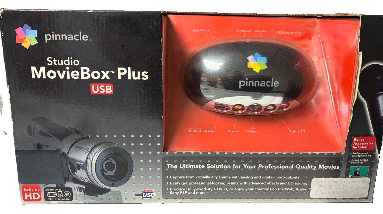 Brand New Pinnacle Studio MovieBox Plus USB Capture HD Sealed Windows PC Film