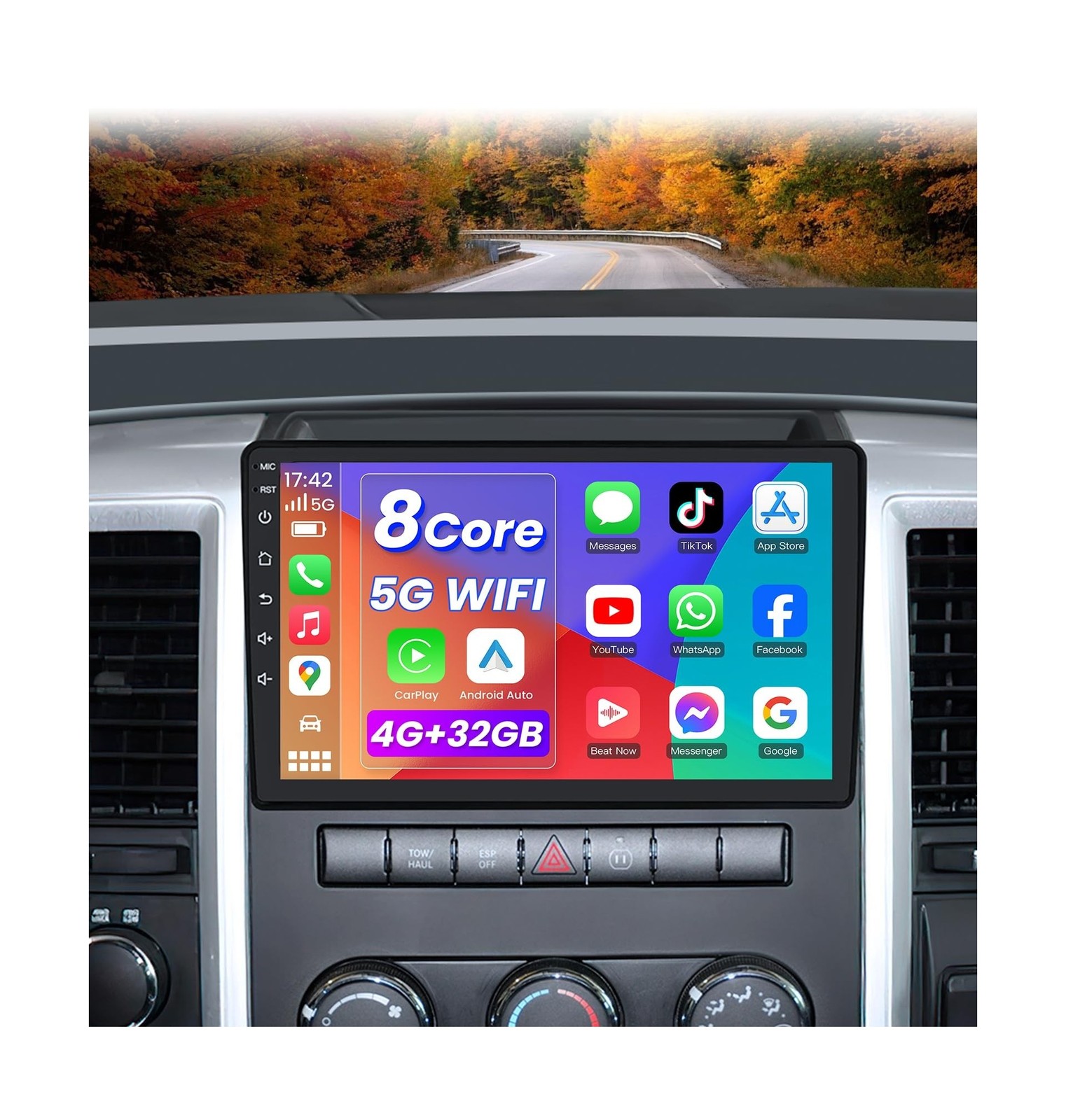 8Core+4GB RAM Android 13 Car Radio for Dodge RAM 1500 2500 3500 2009-2012: 12...