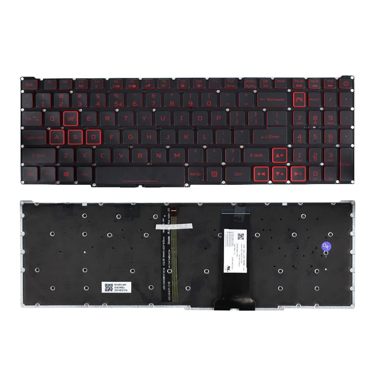 Laptop US Layout Red Backlit Keyboard for Acer Nitro 5 AN51554 AN5155450AF AN...
