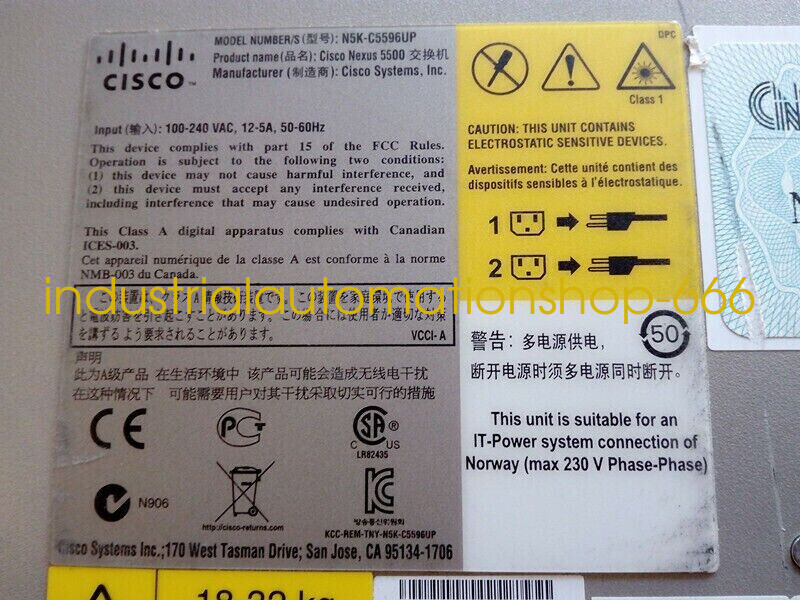 1PC USED CISCO N5K-C5596UP-FA 96 port Via DHL or FedEX