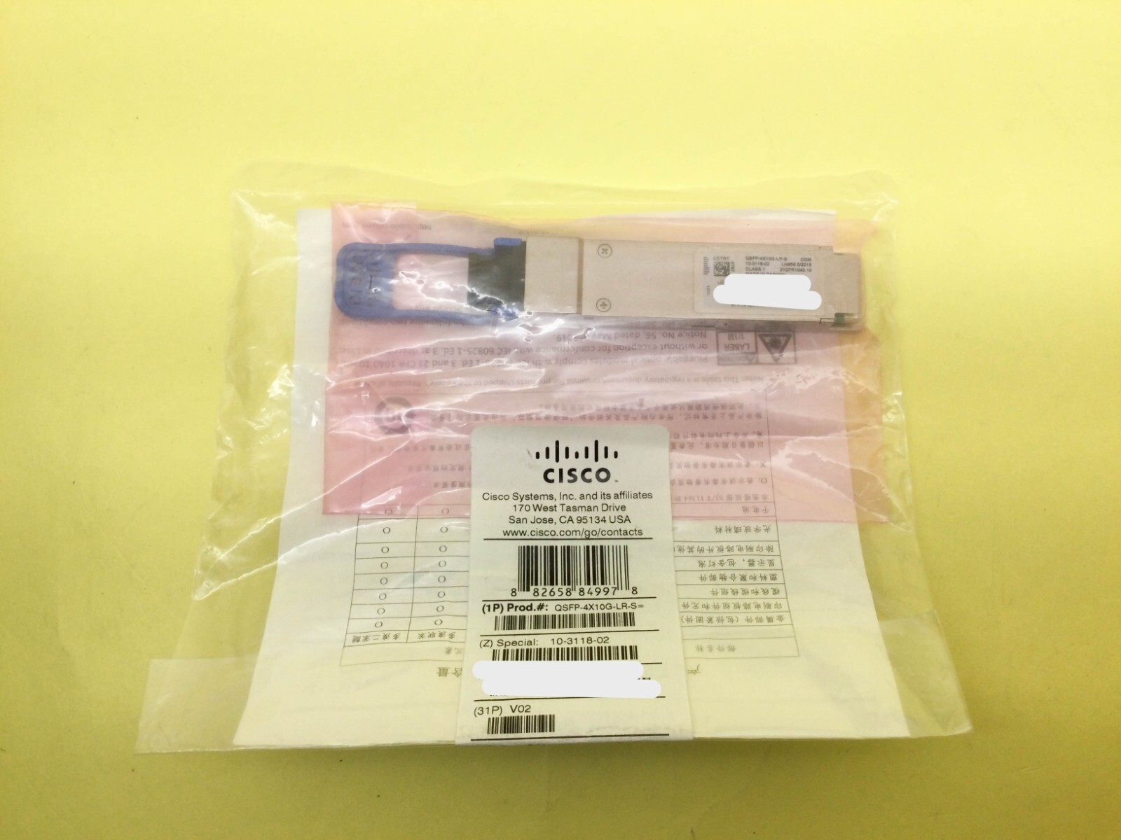 CISCO QSFP-4X10G-LR-S 4x10GBASE-LR MPO QSFP Module 10-3118-02 New Sealed