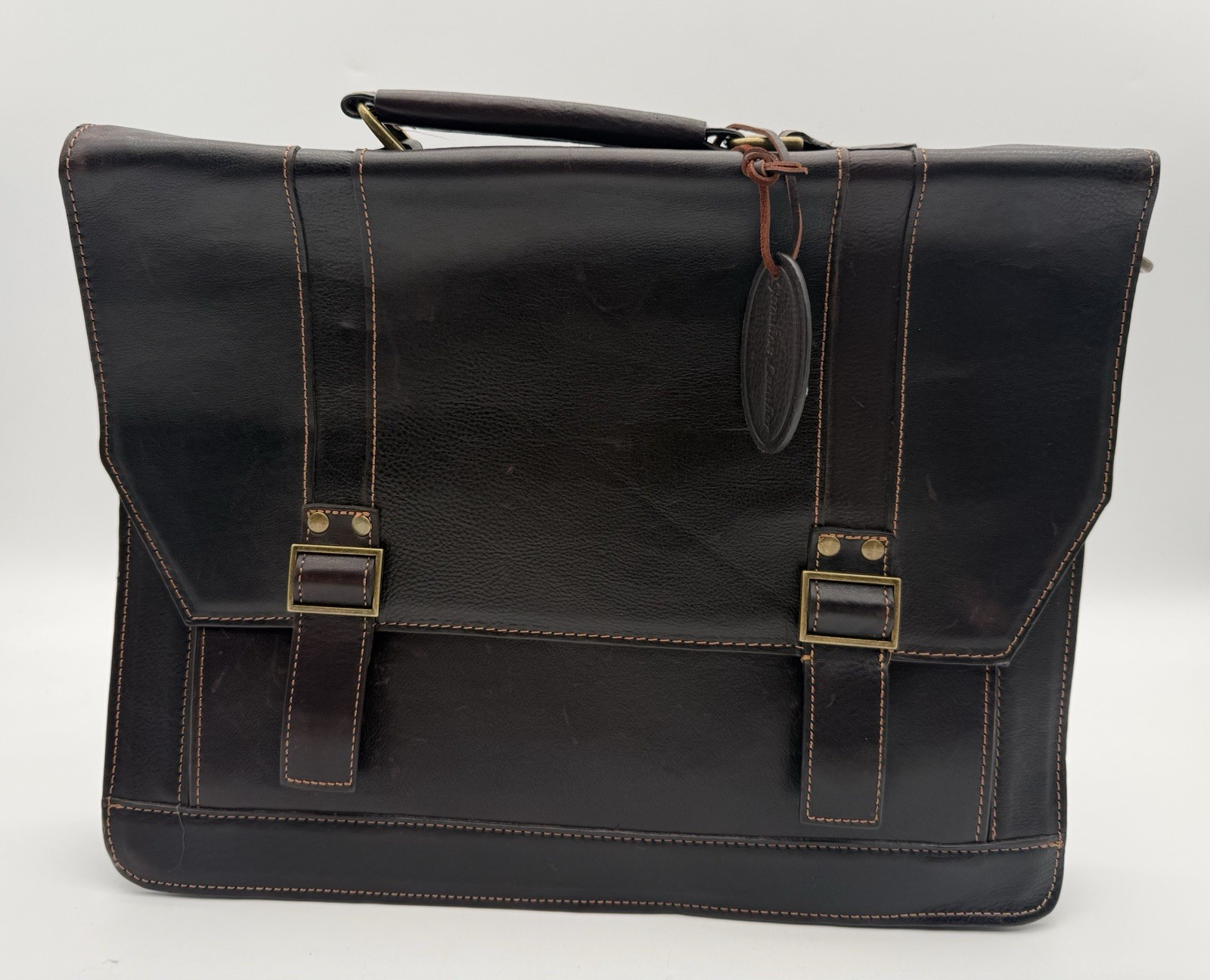 Vintage WILSON Leather Briefcase Messenger Flap Bag Laptop Computer Brown