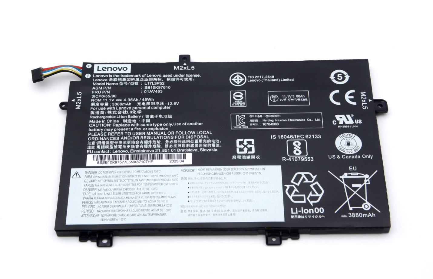 Genuine OEM 45Wh 01AV463 L17L3P52 Battery for Lenovo ThinkPad L14 L15 L490 L580