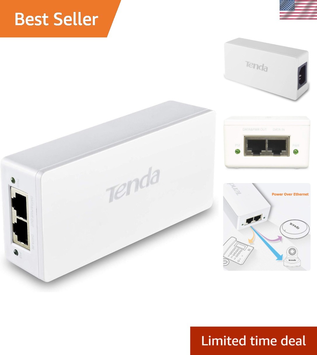 Versatile 48V PoE Injector with Auto Detection - Boost Your Network Effortlessly