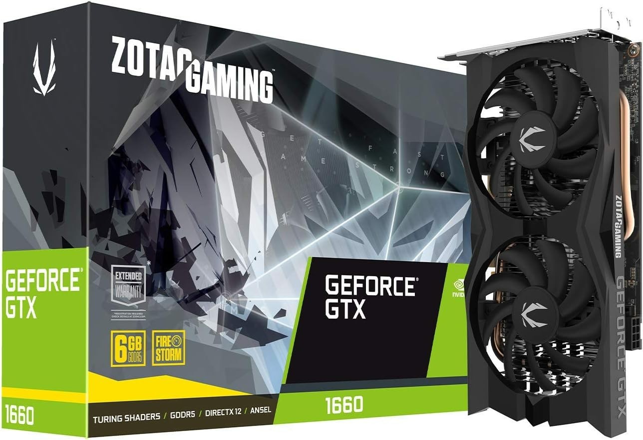 ZOTAC GeForce GTX 1660 6GB GDDR5 192-bit Gaming Graphics Card, Super Compact, ZT