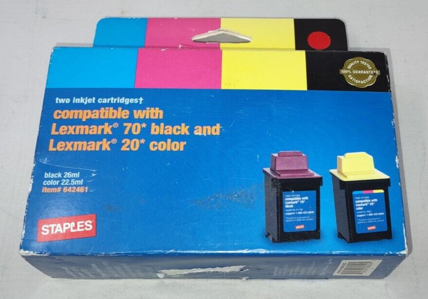 Staples inkjet cartridges compatible with Lexmark  70* black and 20* color