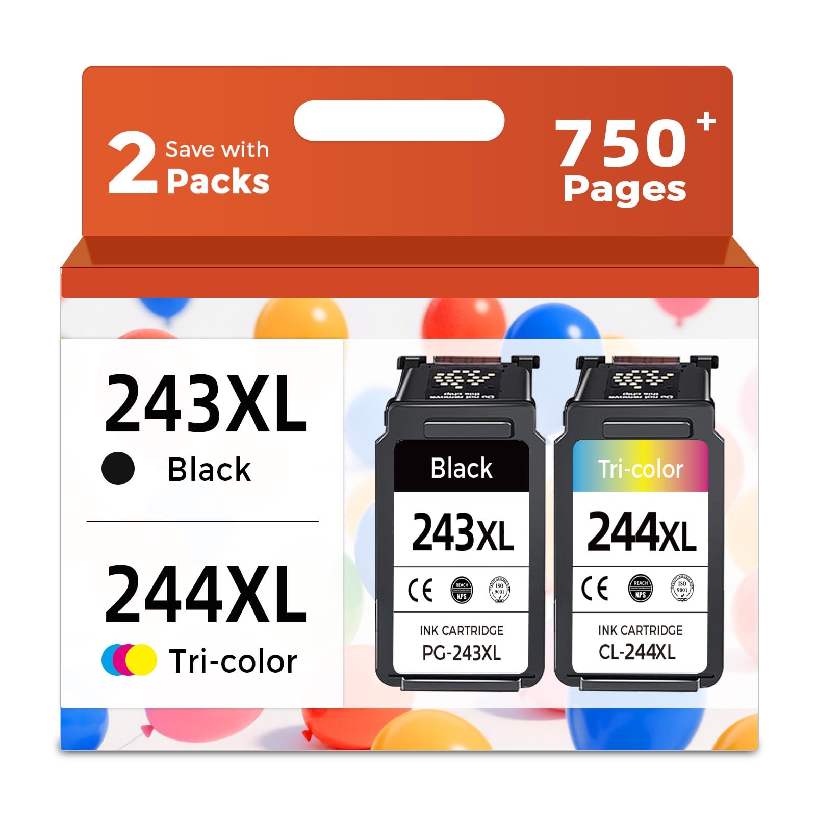 243 244 XL Ink Cartridge Compatible for Canon 243 244 PG-243XL CL-244XL PG243...