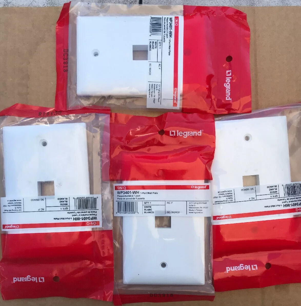 LOT 4 WHITE Legrand On-Q WP3401-WH 1-Gang Wallplates, UPC 804428025566