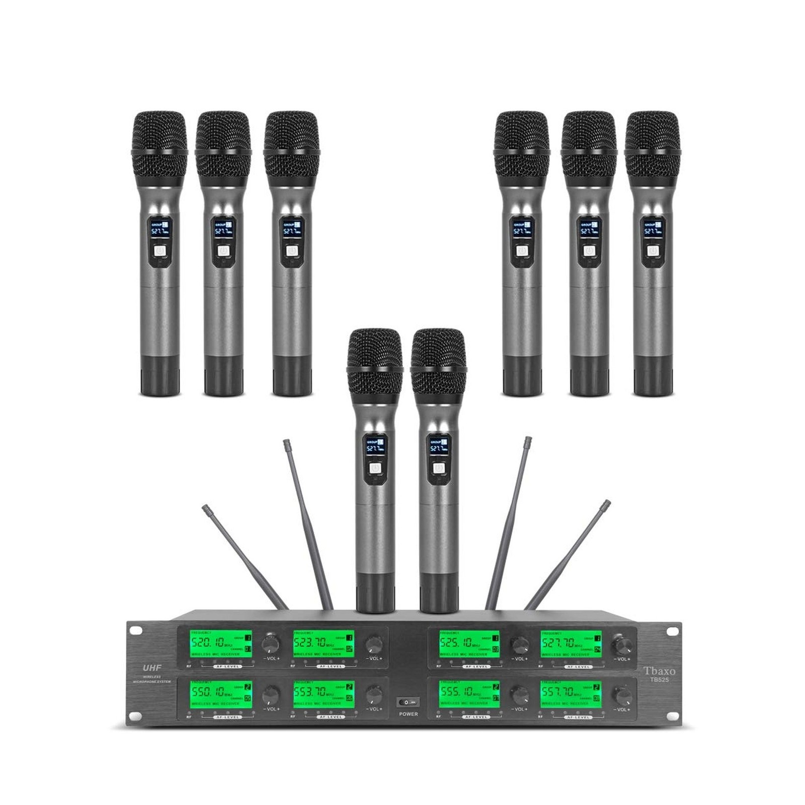 Wireless Microphone System 8 Channel Microphones UHF 8 Handheld Mic Karaoke D...