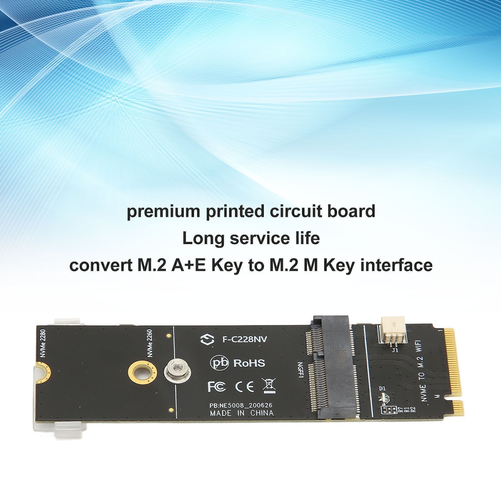 M.2 A+E Key to M.2 M Key Card Durable Stable M.2 A+E Key to M.2 M Key SSD Riser