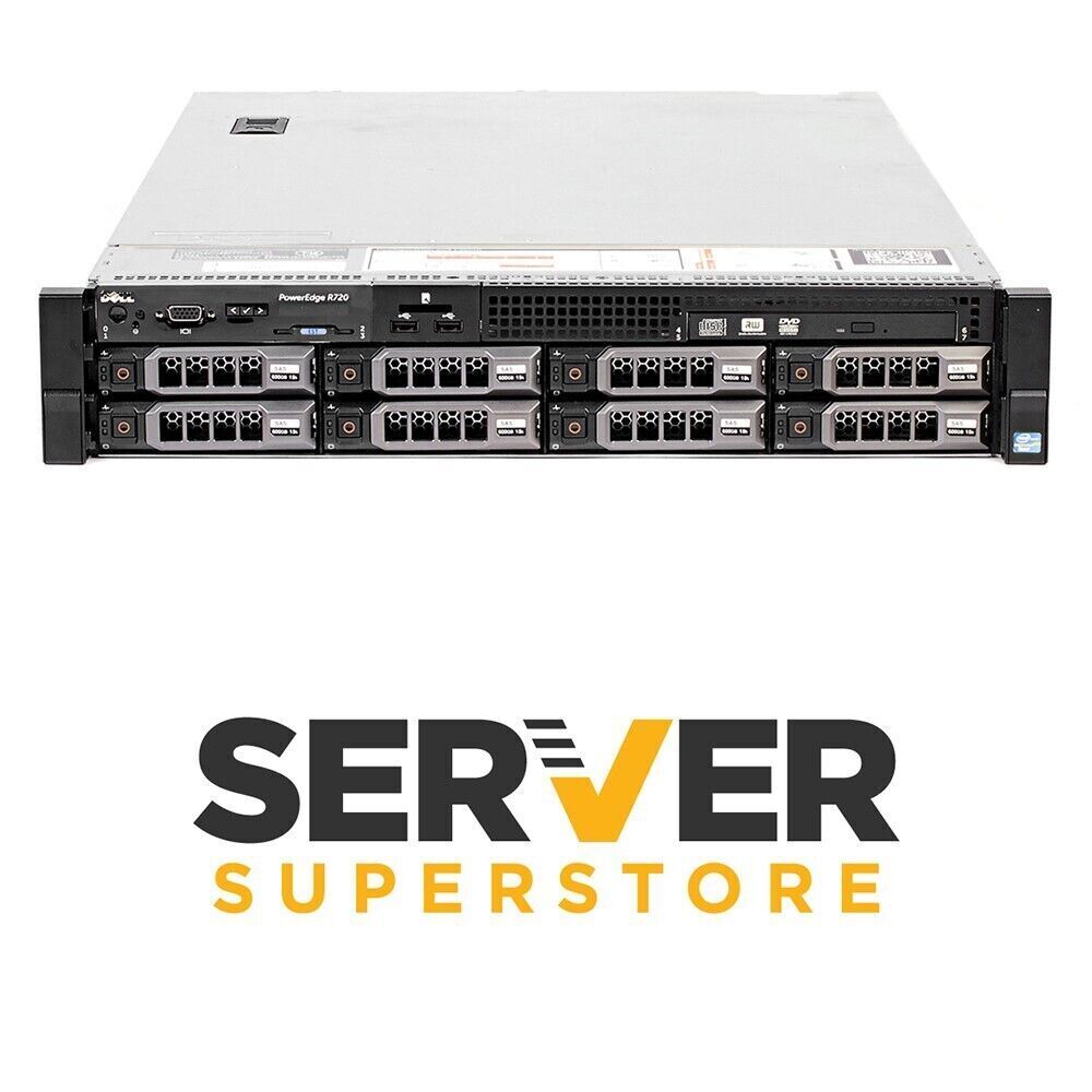 Dell PowerEdge R720 Server 2x E5-2650 V2 = 16 Cores 32GB H710 4x trays rails