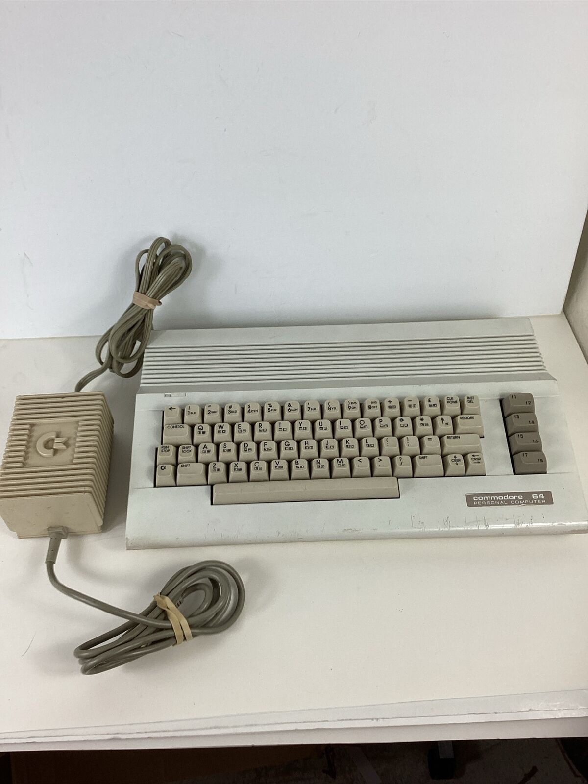 Vintage Commodore 64 Personal Computer Keyboard w/Power Supply *Powers On*