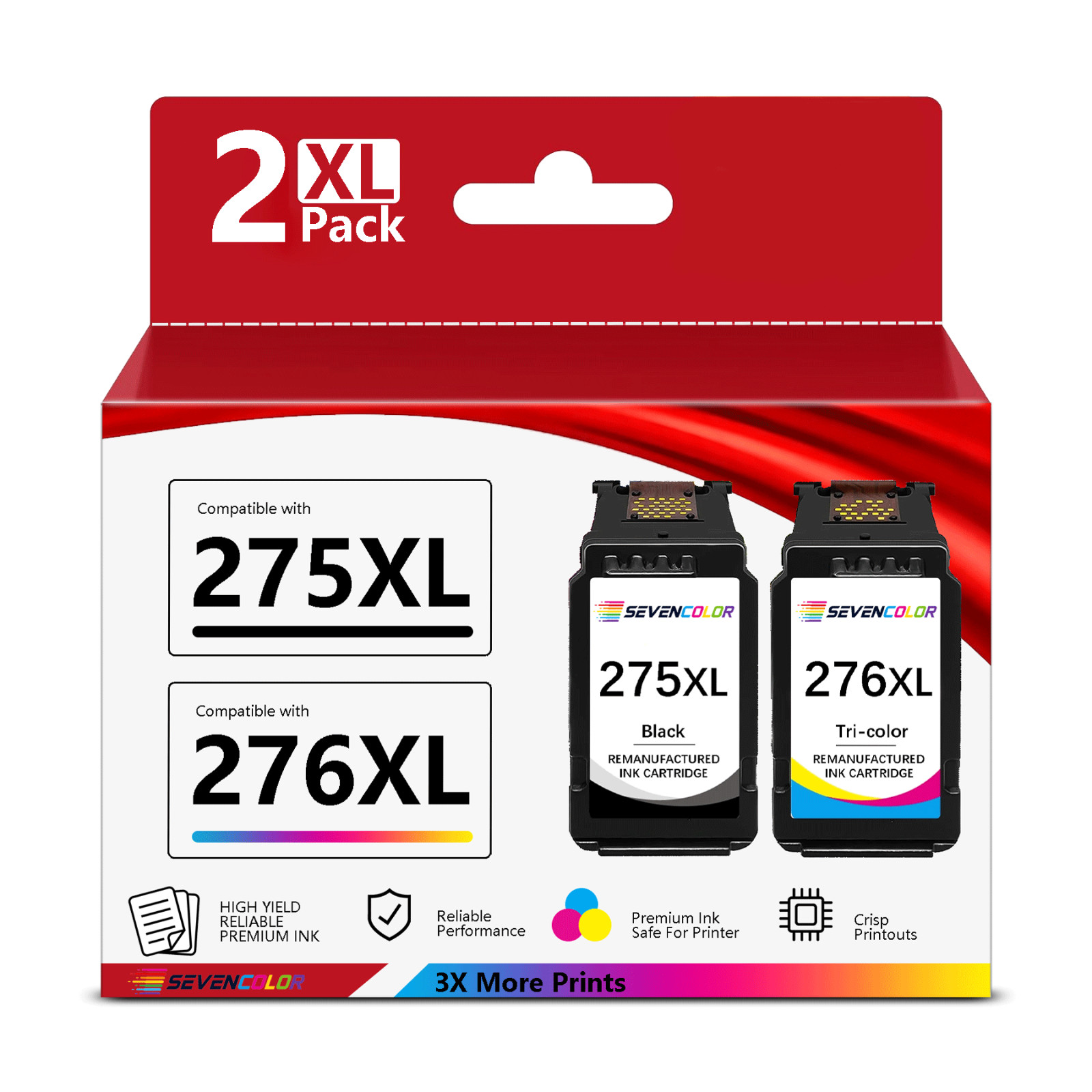 PG-275 XL CL-276 XL Ink Value Pack (2 Cartridges), Use for TS3520 TR4720 Printer
