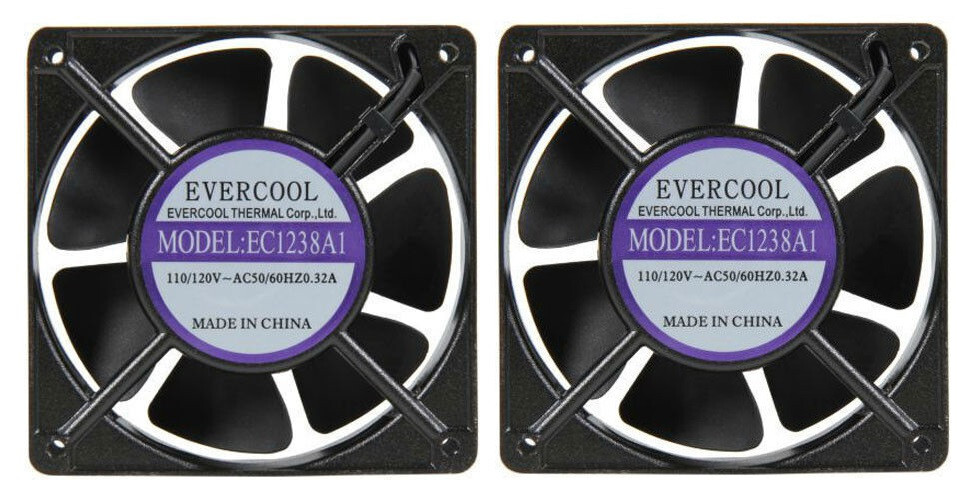 2 x Evercool 120mm x 38mm 110V 115V 120V Ball Bearing AC Cooling Fan EC1238A1
